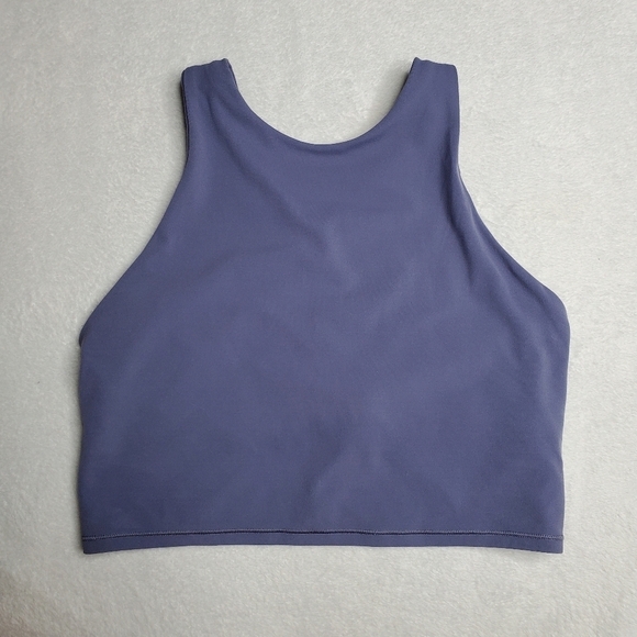 Athleta Conscious Crop Blue High Neck Racerback Cut Out Powervita Sports Bra - Picture 3 of 6